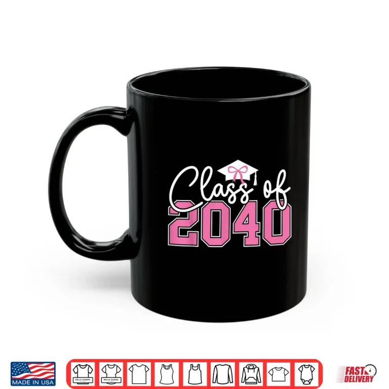Mug Class of 2040 Grow with Me 2040 Graduation Pink Bow Shirt