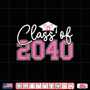 Design Class of 2040 Grow with Me 2040 Graduation Pink Bow Shirt