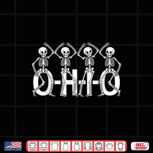 Design Funny O H I O State Skeleton Ohio Halloween Shirt