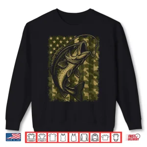 Sweatshirt Patriotic Bass Fishing Camouflage American Flag Shirt