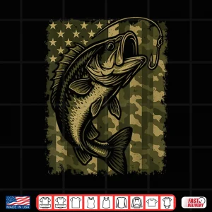 Design Patriotic Bass Fishing Camouflage American Flag Shirt