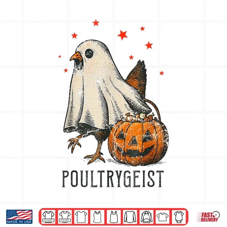 Design Poultrygeist Funny Halloween Chicken Ghost Costume Pumpkin Shirt