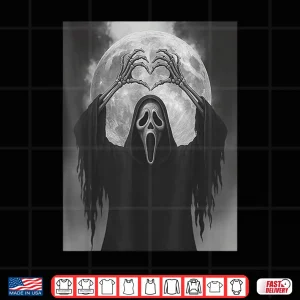 Design Scary Face Horror Poster Halloween Ghost Heart Hands Shirt