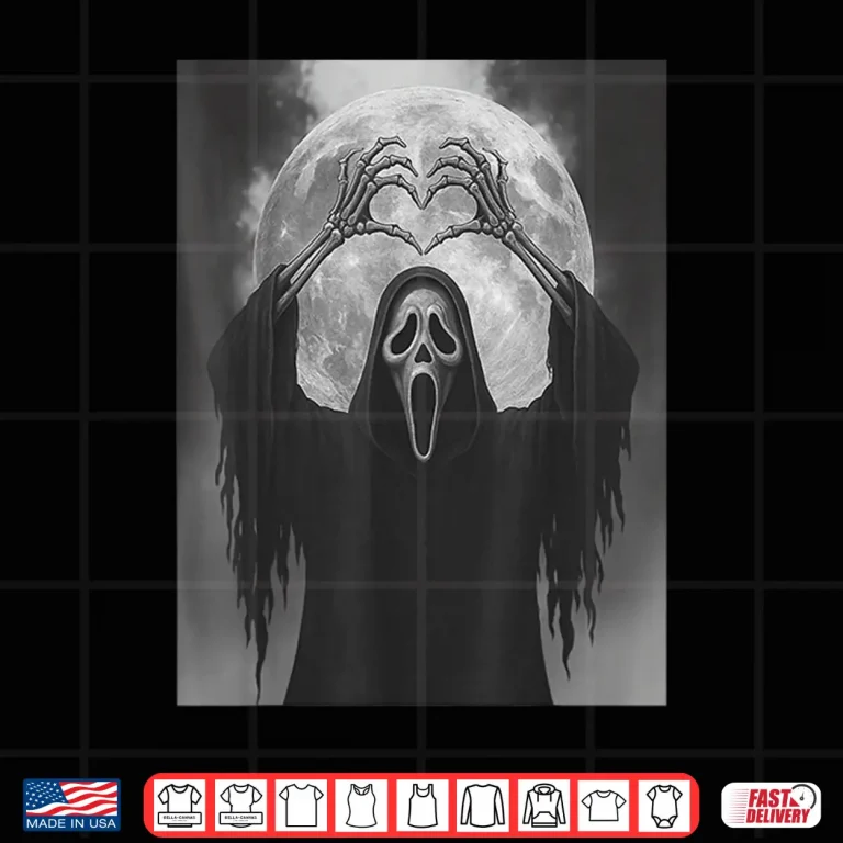 Design Scary Face Horror Poster Halloween Ghost Heart Hands Shirt