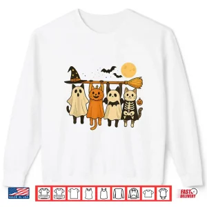 Sweatshirt Cute Halloween Cat Ghost Pumpkin Skeleton Shirt