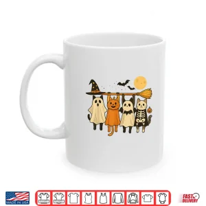 Mug Cute Halloween Cat Ghost Pumpkin Skeleton Shirt