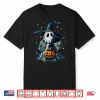 Halloween Ghost Holding Black Cat Groovy Floral Shirt