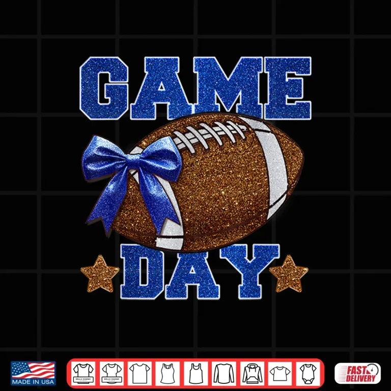 Design Game Day Football Season Mama Girl Blue Gold Vibes Shirt
