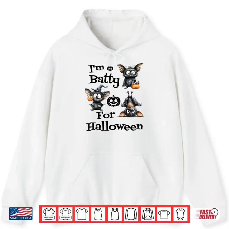 Hoodie Cute Spooky Bat Halloween Trick or Treat Funny Shirt