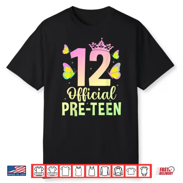 12 Official Pre Teen Birthday Girl Crown 12Th Birthday Party Shirt
