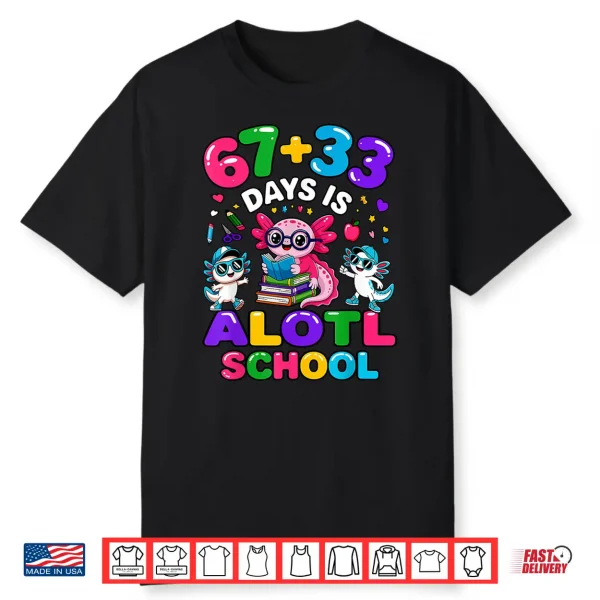 67 33 Days Is Alotl School Math Axolotl 100 Days Of School Shirt