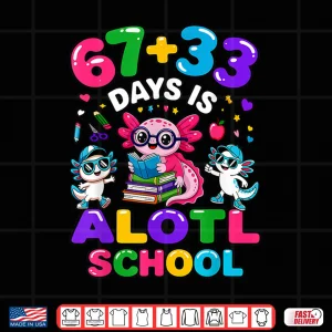 Design 67 33 Days Is Alotl School Math Axolotl 100 Days Of School Shirt