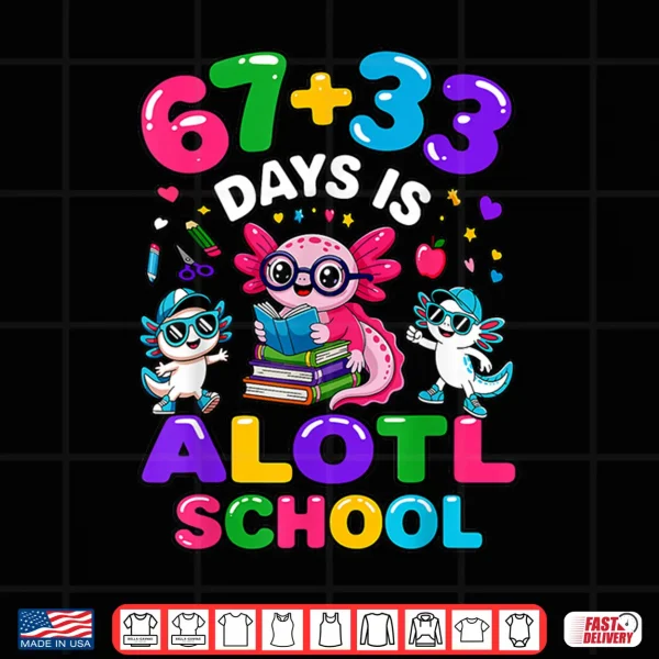 Design 67 33 Days Is Alotl School Math Axolotl 100 Days Of School Shirt