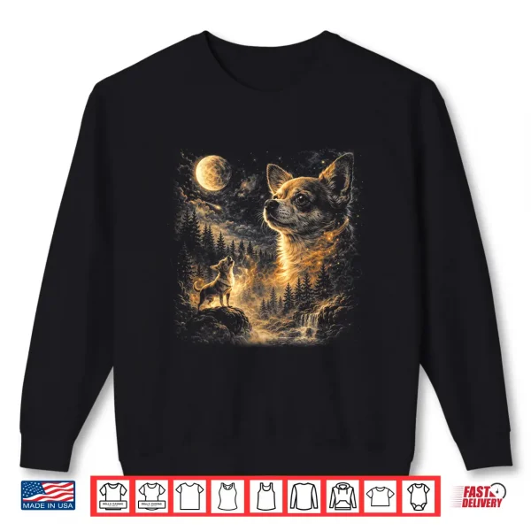 Sweatshirt Chihuahua Howling To The Moon Vintage 90S Retro Animal Shirt