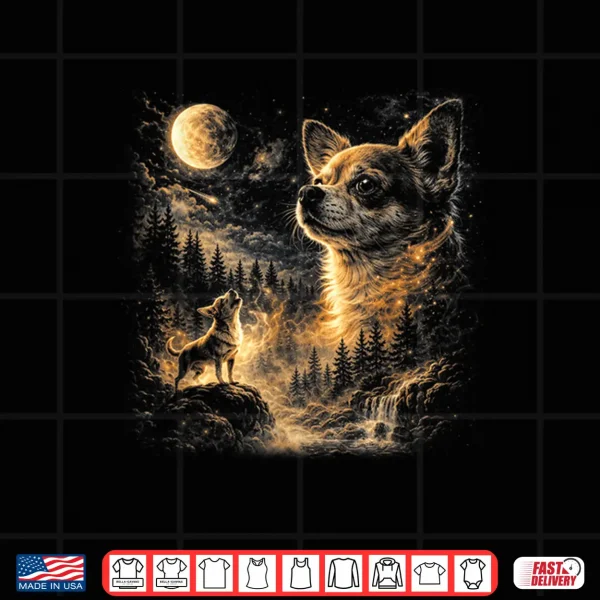 Design Chihuahua Howling To The Moon Vintage 90S Retro Animal Shirt