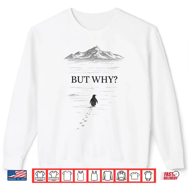 Sweatshirt Penguin But Why Mountains Motivational Shirt