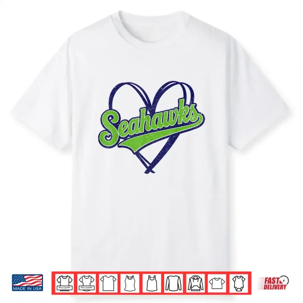 Retro Heart Sea Hawks High School Spirit Go Sea Hawks Love Shirt