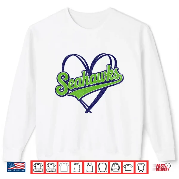 Sweatshirt Retro Heart Sea Hawks High School Spirit Go Sea Hawks Love Shirt
