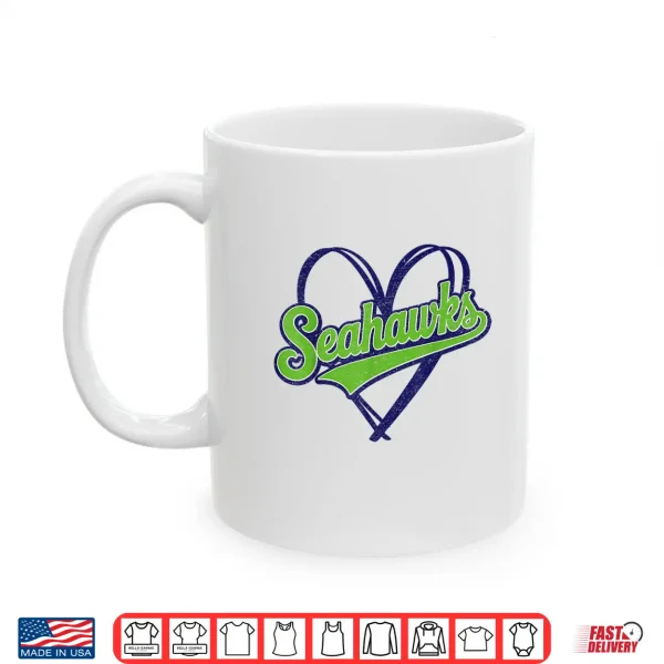 Mug Retro Heart Sea Hawks High School Spirit Go Sea Hawks Love Shirt