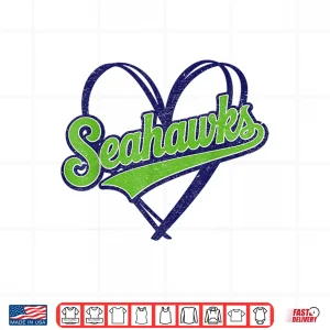 Design Retro Heart Sea Hawks High School Spirit Go Sea Hawks Love Shirt
