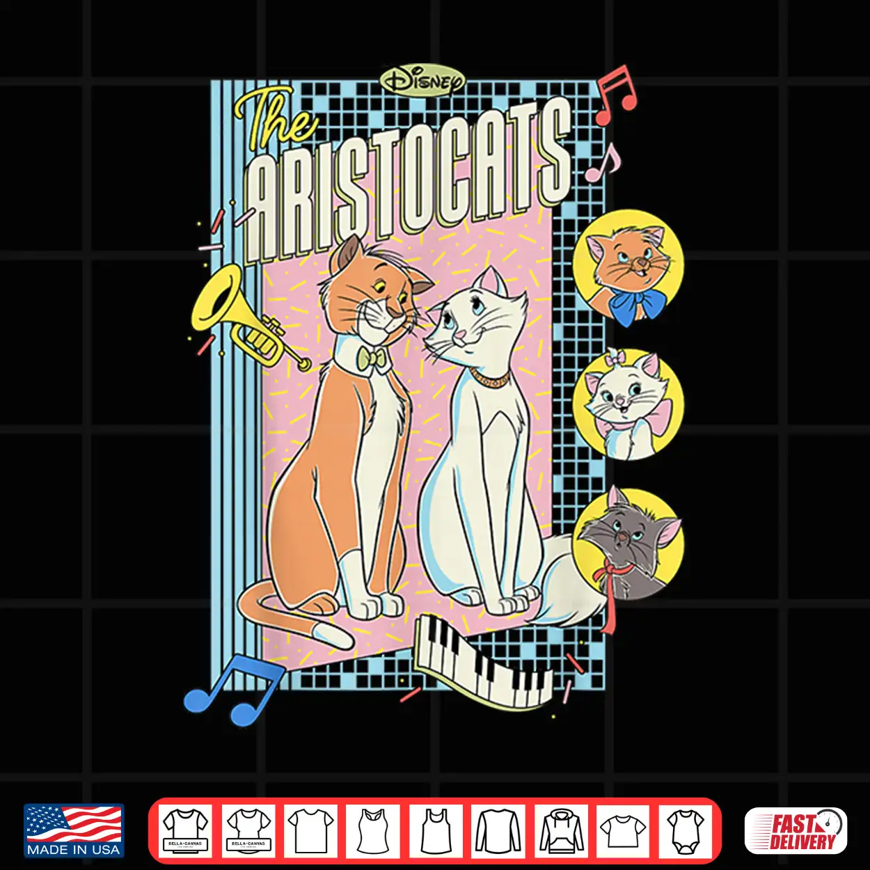Disney The Aristocats Duchess And Thomas Retro Jazz Shirt Disney The Aristocats Duchess And Thomas Retro Jazz Shirt
