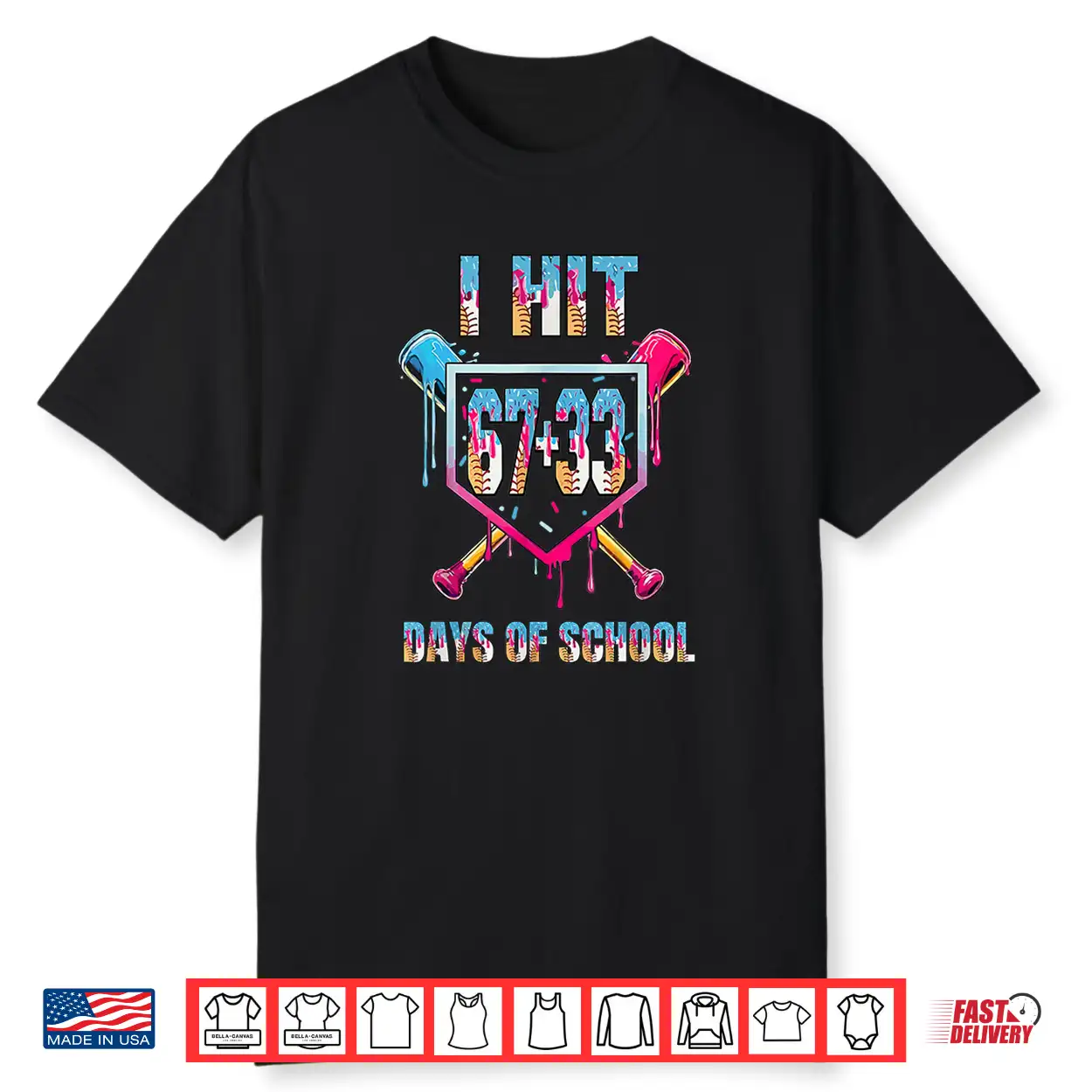 I Hit 67+33 100 Days Of School Boys Baseball Drip Sport Shirt I Hit 67+33 100 Days Of School Boys Baseball Drip Sport Shirt