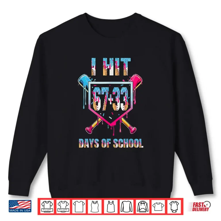 Sweatshirt I Hit 6733 100 Days Of School Boys Baseball Drip Sport Shirt