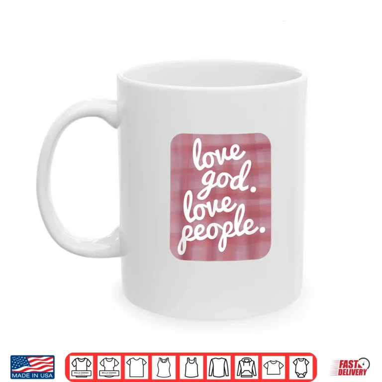 Mug Love God Love People Pink Plaid Shirt
