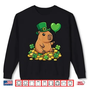 Sweatshirt Lucky Capybara St Patricks Day Clover Leprechaun Hat Kawaii Shirt