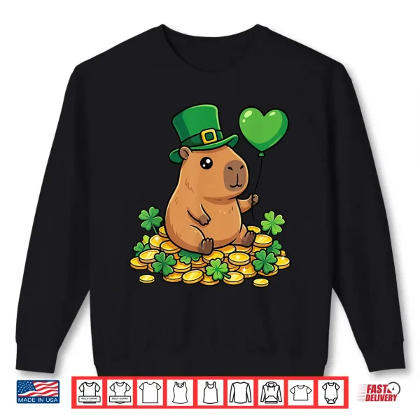 Lucky Capybara St Patricks Day Clover Leprechaun Hat Kawaii Shirt 2 Sweatshirt Lucky Capybara St Patricks Day Clover Leprechaun Hat Kawaii Shirt