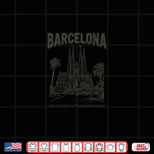 Design Barcelona Sagrada Familia Palm Trees Vintage Travel Souvenir Shirt