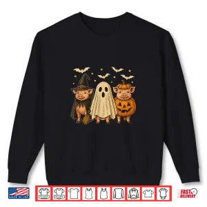 Sweatshirt Three Halloween Pigs Cosplay Witch Boo Carved Pumpkin Shirt