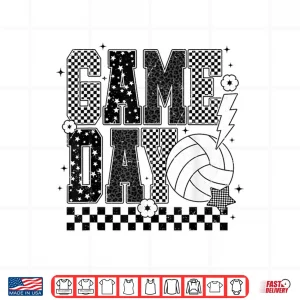 Design Game Day Volleyball Checkered Funny Volleyball Shirt