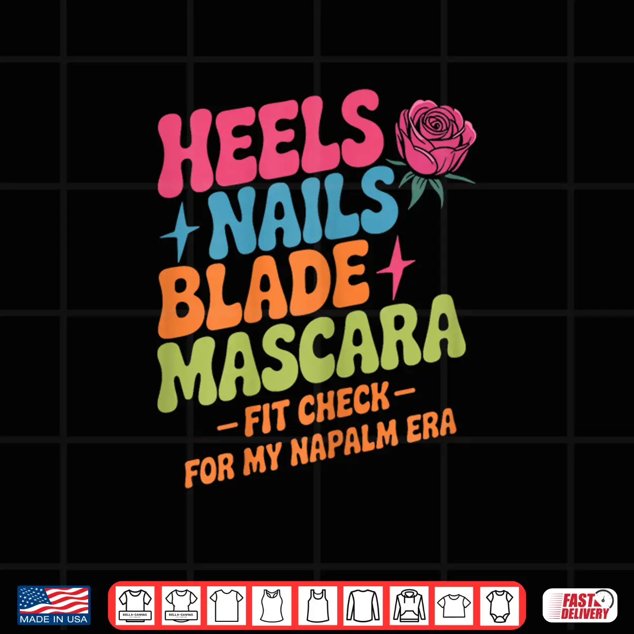 Retro Napalm Era Fit Check Heels Nails Blade Mascara Makeup Shirt Retro Napalm Era Fit Check Heels Nails Blade Mascara Makeup Shirt