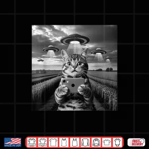 Design Cat Selfie with Alien UFO Shirt