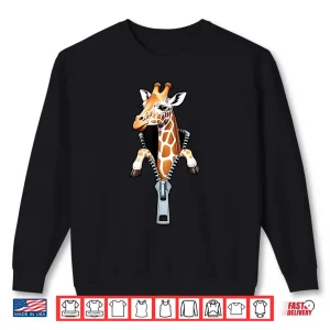 Sweatshirt Cute Giraffe Emerging from A Zipper Shirt
