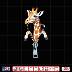 Design Cute Giraffe Emerging from A Zipper Shirt