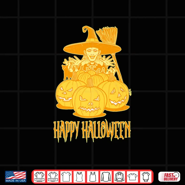 Happy Halloween Witch And Pumpkins Shirt 4 Design Happy Halloween Witch and Pumpkins Shirt