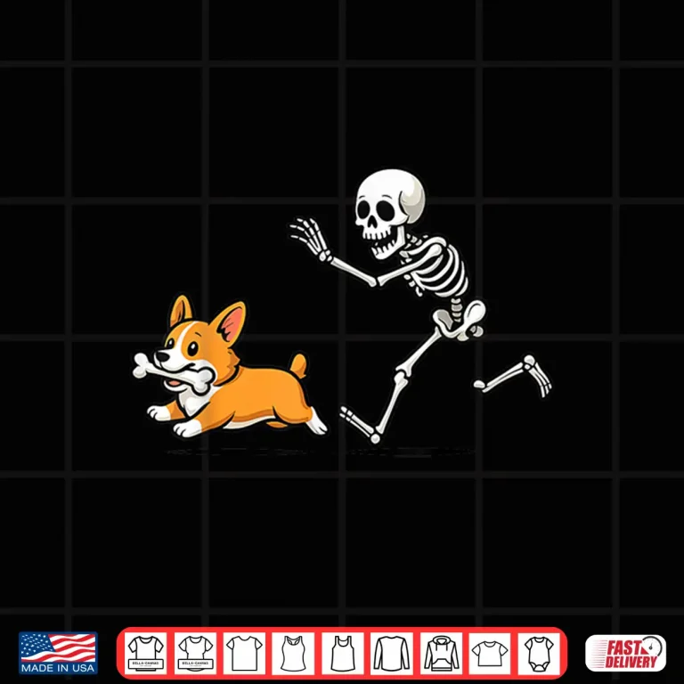 Design Skeleton Chasing Corgi Halloween Dog Mom Pet Lover Shirt 2