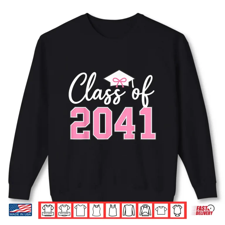 Class Of 2041 Grow With Me Kindergarten Pink Coquette Bow Shirt 2 Sweatshirt Class of 2041 Grow with Me Kindergarten Pink Coquette Bow Shirt