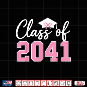 Design Class of 2041 Grow with Me Kindergarten Pink Coquette Bow Shirt