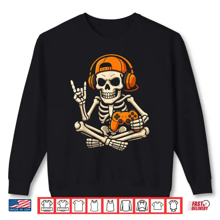 Sweatshirt Halloween Skeleton Gamer Video Gaming Teenage Boy Grandson Shirt