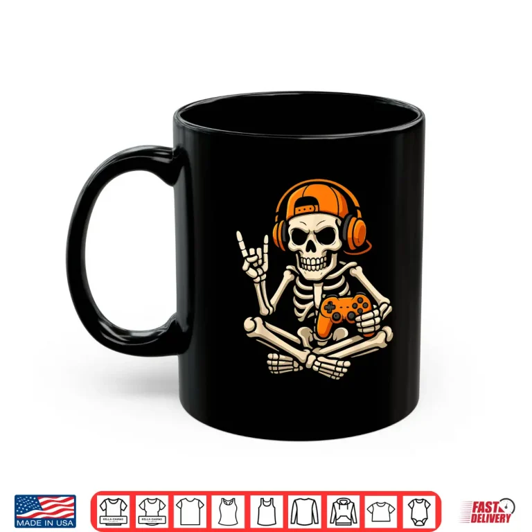 Mug Halloween Skeleton Gamer Video Gaming Teenage Boy Grandson Shirt