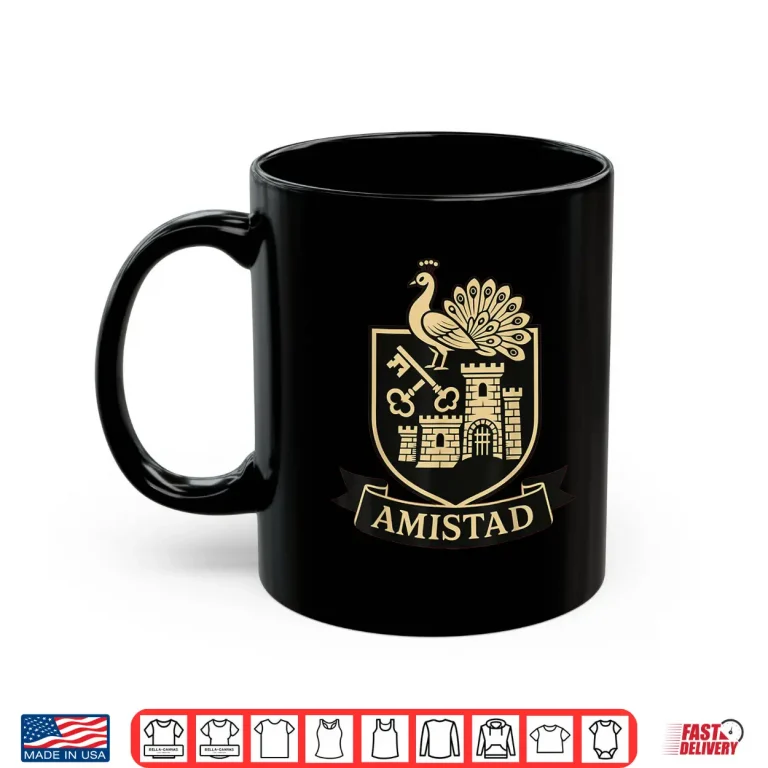 Amistad Friendship Emblem The Proud Peacock Crest Shirt 3 Mug Amistad Friendship Emblem The Proud Peacock Crest Shirt 1