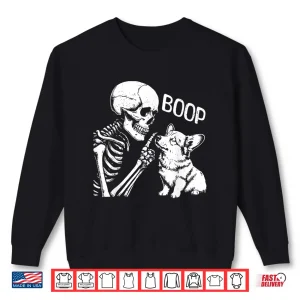 Sweatshirt Cute Corgi Dog Boop Hand Skeleton Halloween Spooky Season Shirt 1