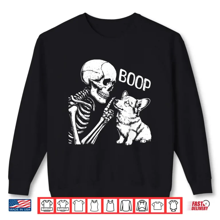Cute Corgi Dog Boop Hand Skeleton Halloween Spooky Season Shirt 2 Sweatshirt Cute Corgi Dog Boop Hand Skeleton Halloween Spooky Season Shirt 1
