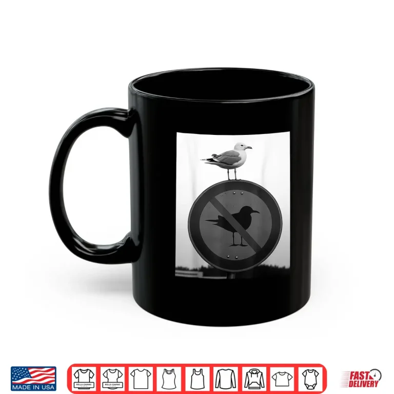 Funny Seagull Defying Rules Rebel Bird On Forbidden Sign Shirt 3 Mug Funny Seagull Defying Rules Rebel Bird On Forbidden Sign Shirt 1