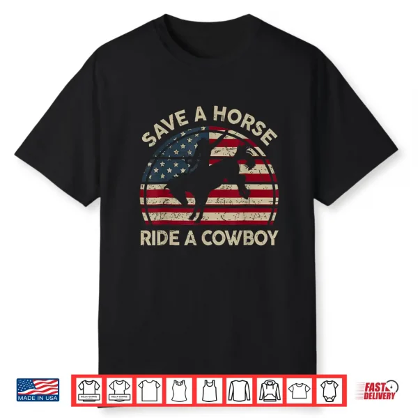 Vintage Rodeo Cowboy Western Country Horse Usa Patriotic Shirt