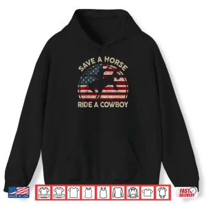 Hoodie Vintage Rodeo Cowboy Western Country Horse USA Patriotic Shirt 1