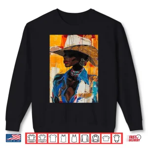 Sweatshirt Black Cowgirl Painting Art Western Rodeo Melanin Shirt